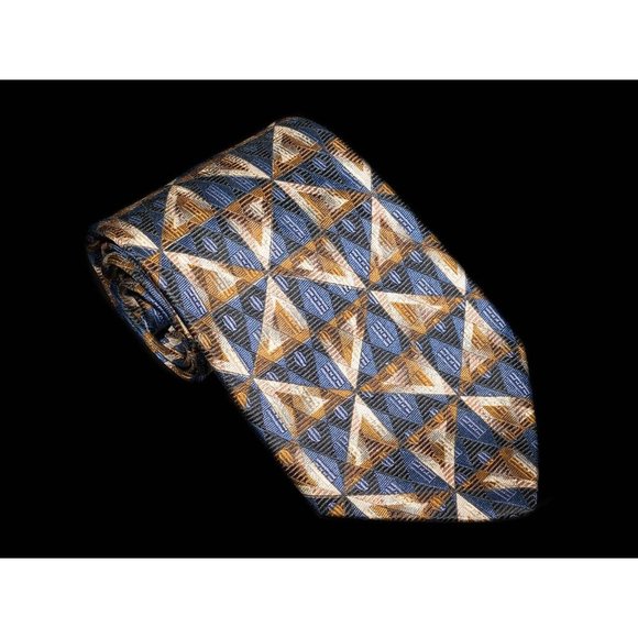 Robert Talbott Best of Class Brown Blue Geometric 100% Silk Men's Designer Tie - Picture 2 of 5